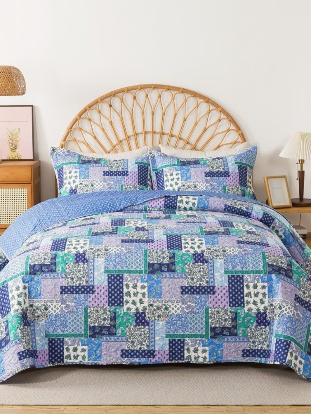 Quilt Sets Queen Size - 3 Pieces Microfiber Quilt Lightweight Bedspreads Paisley